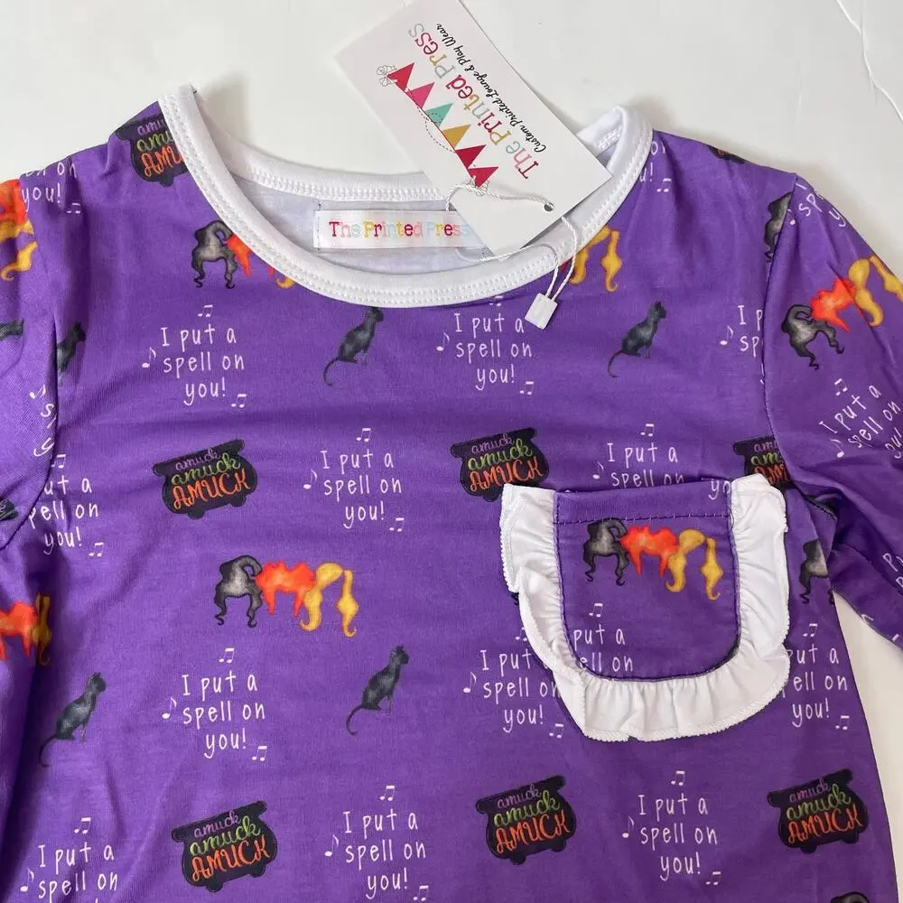 NWT The Printed Press 6-12M Hocus Pocus PJs